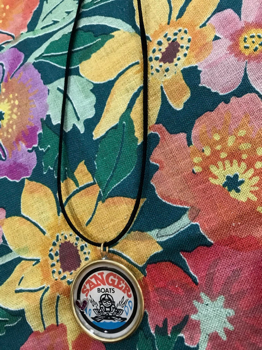 Sanger Boats Red Heart on Left Necklace